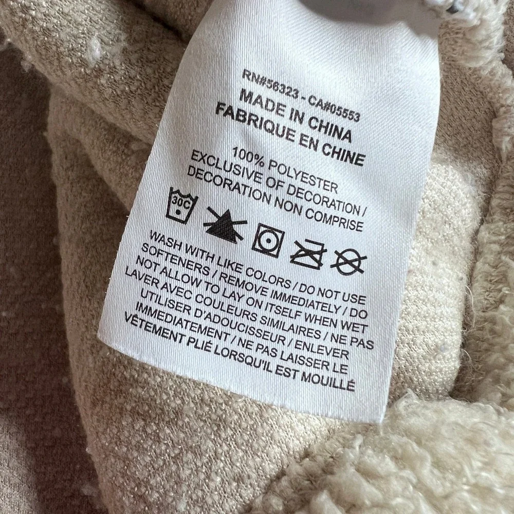 Nike‎ Therma-FIT Sherpa Fleece Hoodie Womens Large Cream DD6470-206 Pullover